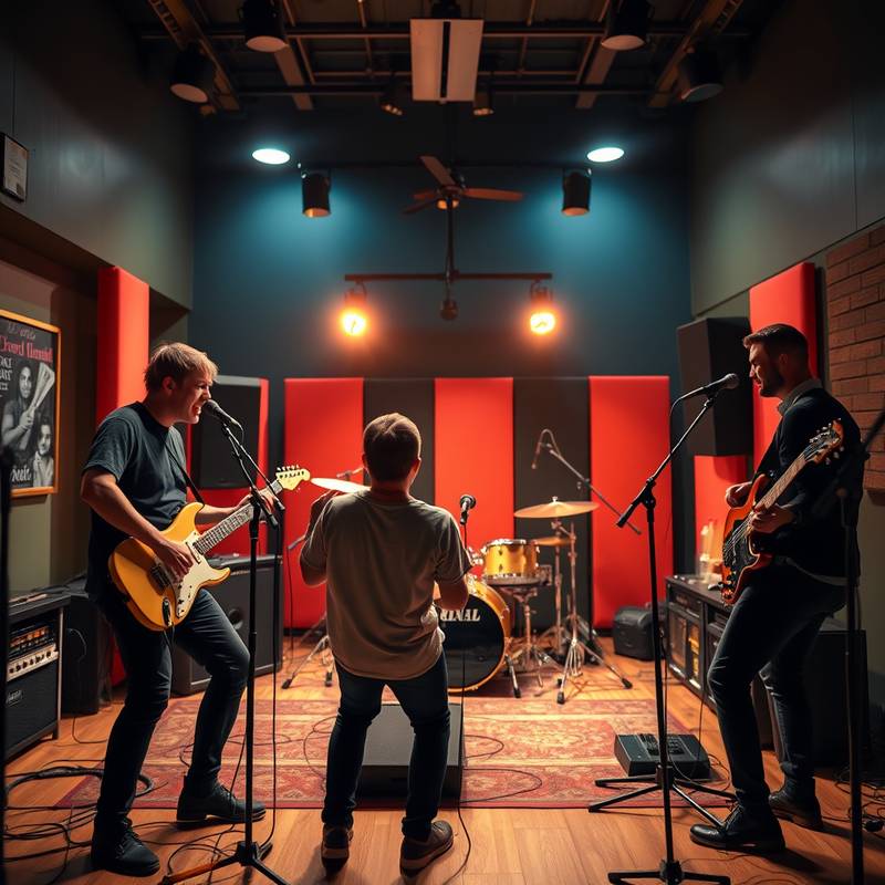 Banda de rock gravando no Onda Sonora Estúdio